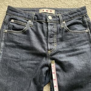 AMO Babe Soft Raw Dark Blue Jeans Womens Size 26 Preowned Excellent